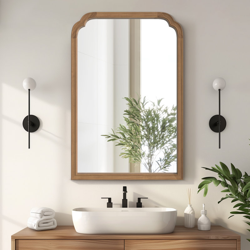 Miroir mural Ancalin, 36 po x 24 po, Miel profond