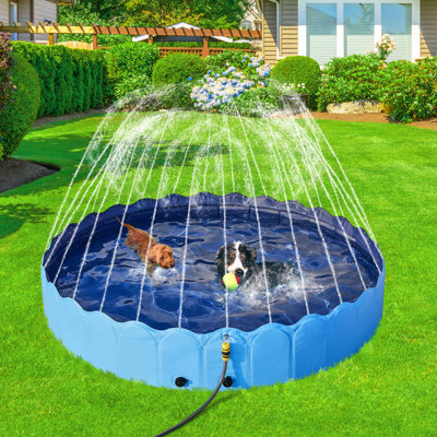 Grande piscine pliable pour chien avec arroseur