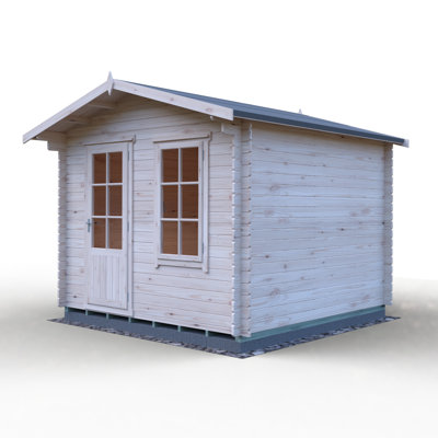 Bucknells 10 ft x 10 ft 28 mm Log Cabin Installed Including Base