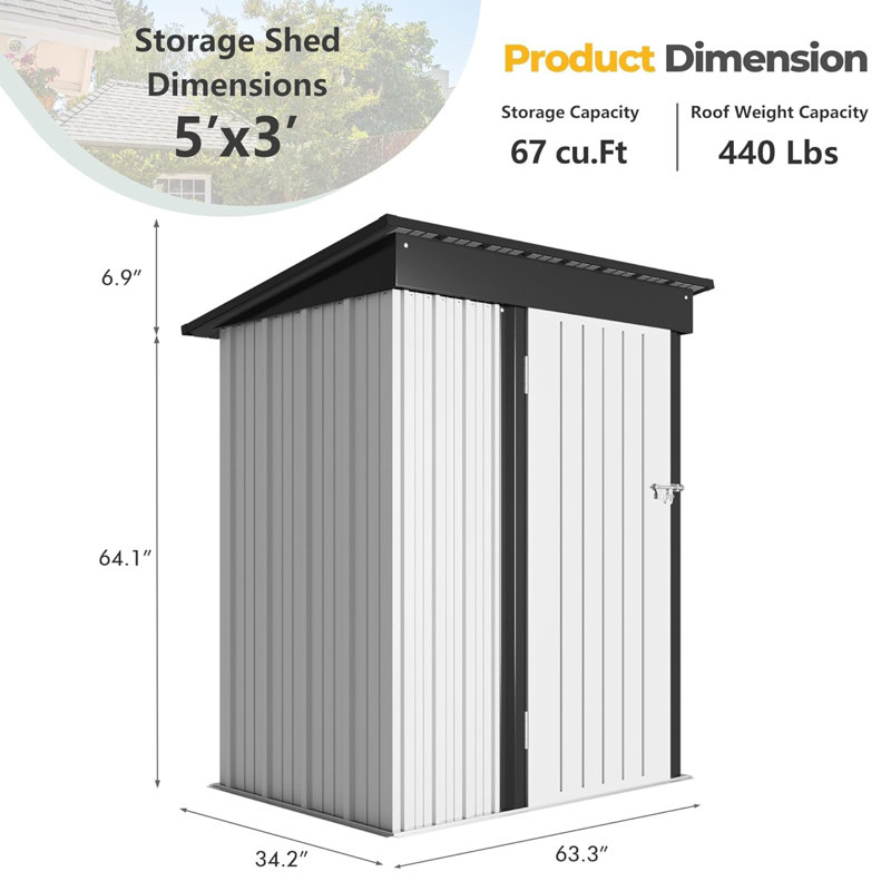 Outdoor Storage Shed, White