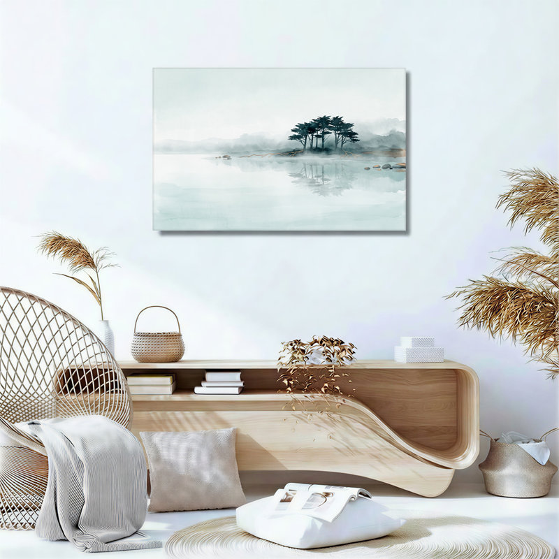 Art mural sur toile Misty Trees in Pale Blue, H 12 po x l 18 po