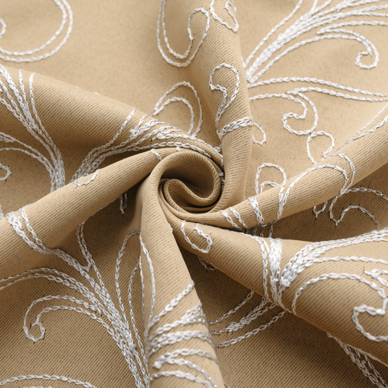 Kinnear Embroidered Room Darkening Window Curtain, Taupe, 54" W x 90" L