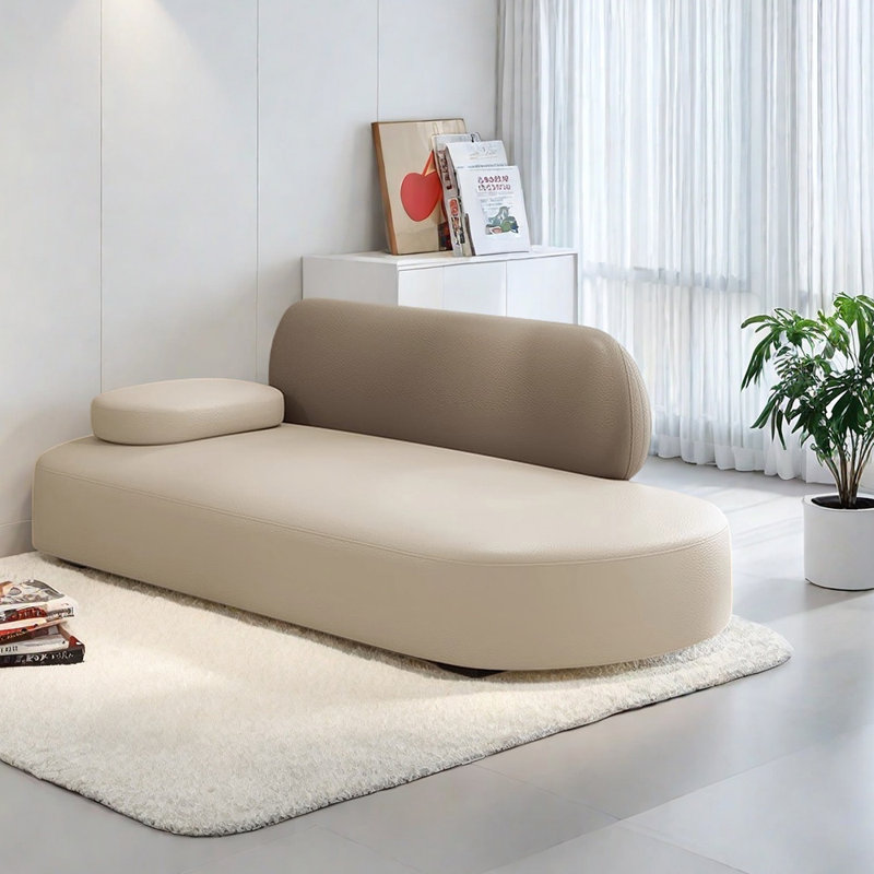 Méridienne légère et luxueuse, Kaki / beige, Orienté à gauche (vu de face)