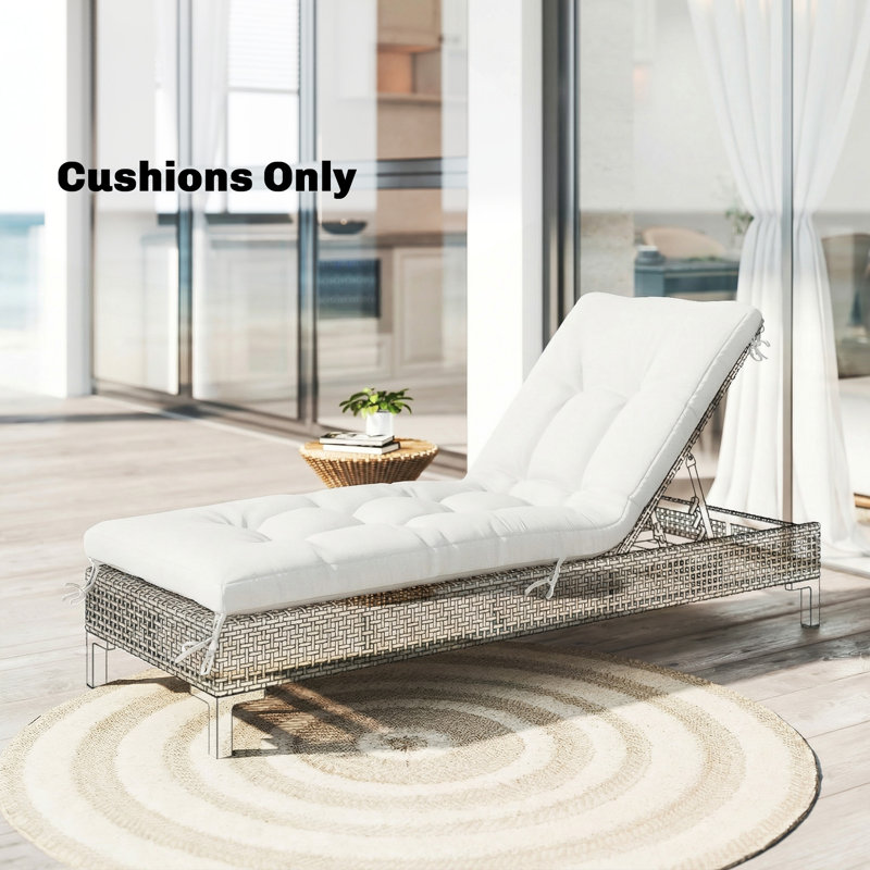 Coussin de chaise longue de patio avec sangles de fixation, blanc crème, Crème