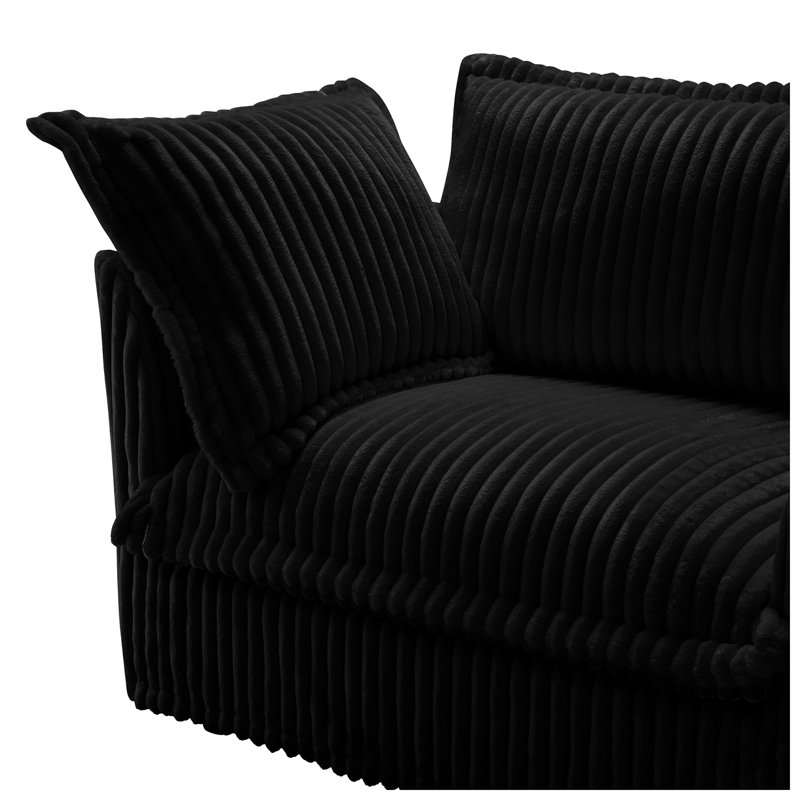 Ensemble de fauteuils en velours côtelé noir l 49 po x P 33 po x H 34,6 po Urban Ins
