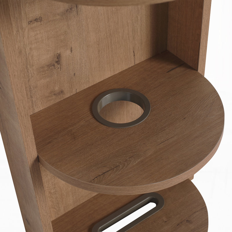 12" Bathroom Wall-Mounted Storage Rack, Float Mounting Design, Imitative Oak
