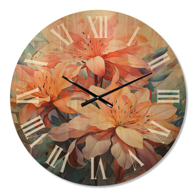 Horloge murale botanique - joyeux bouquet d'hibiscus tropical, imprimé sur bois