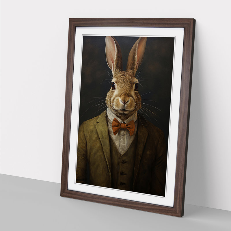 Hare in a Suit Painting No.3 - Framed Print, Walnut Framed, 64cm H x 46cm W
