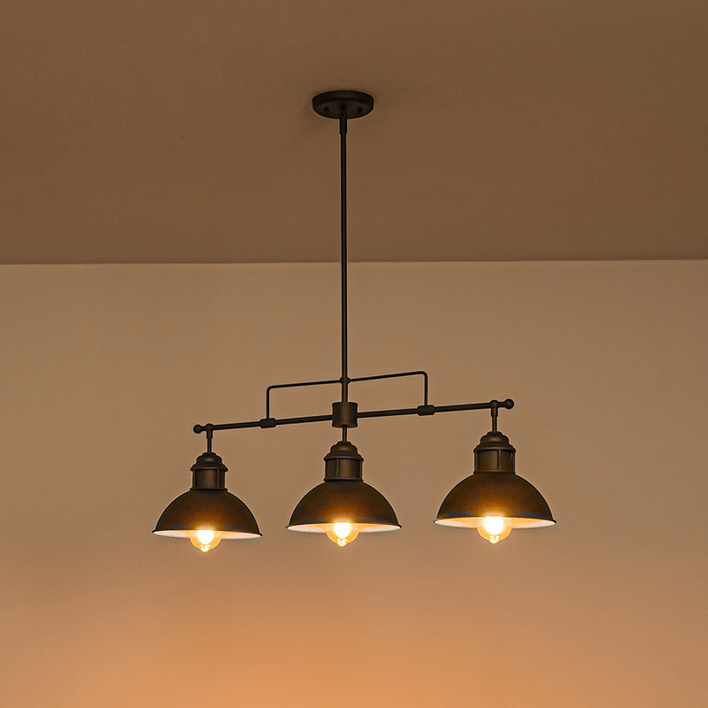 Luminaire suspendu linéaire à 3 lumières pour îlot de cuisine, Rustic