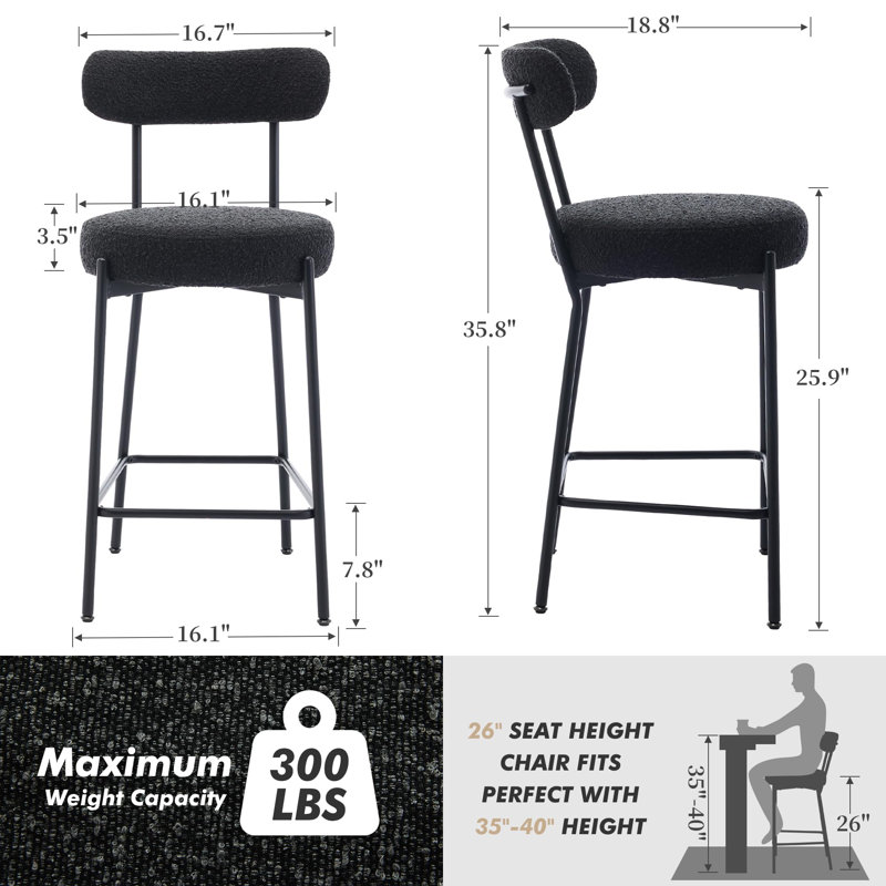 Outdoor Stool, Boucle, Black
