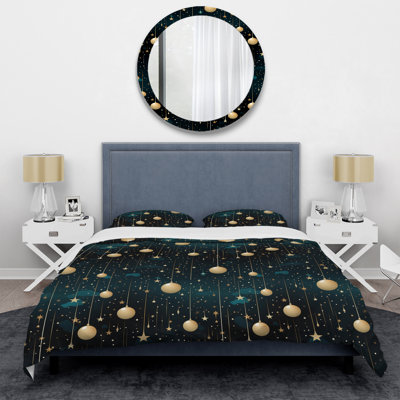Ensemble de housse de couette en microfibre Glamour Blue Midnight Stars