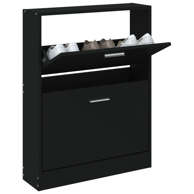 Shoe Cabinet 59x17x81 cm Engineered Wood, Black