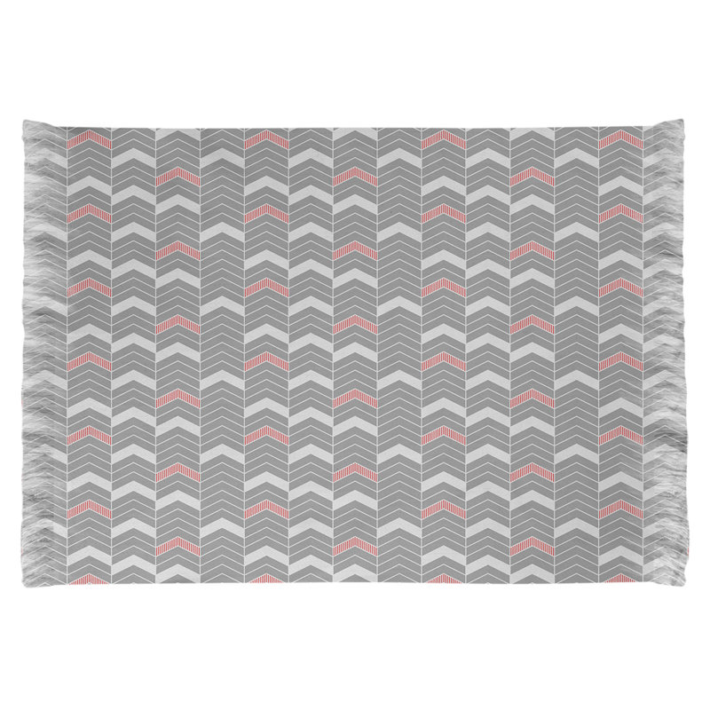 Tapis gris/rose à chevrons lineed, Non