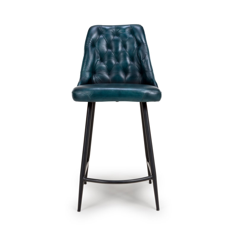 Ronja Upholstered Counter Stool with Metal Frame, Blue