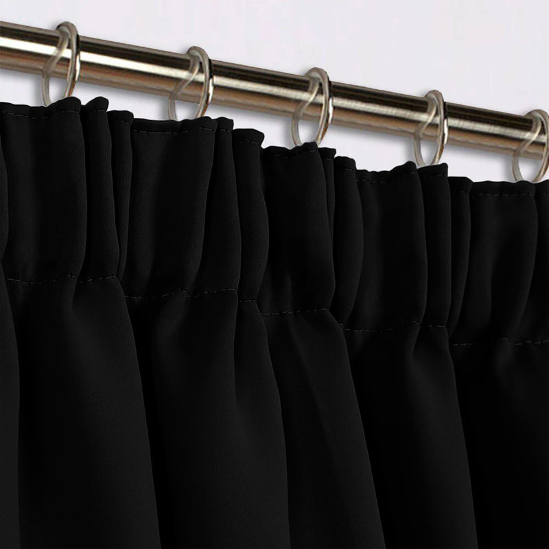 260 GSM Blackout Pencil Pleated Thermal Curtain (Set Of 2), Black, 168cm Width x 183cm Drop