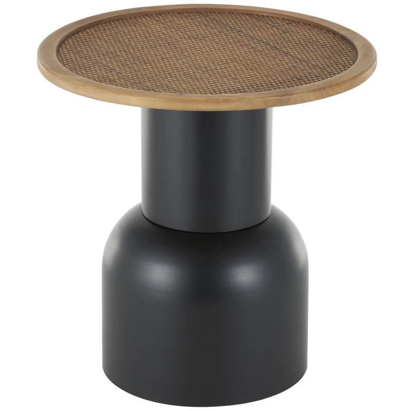 Table d'appoint à piédestal en métal Cole et gris avec plateau en marbre crème, H 19,63 po x l 19,38 po x P 19,38 po