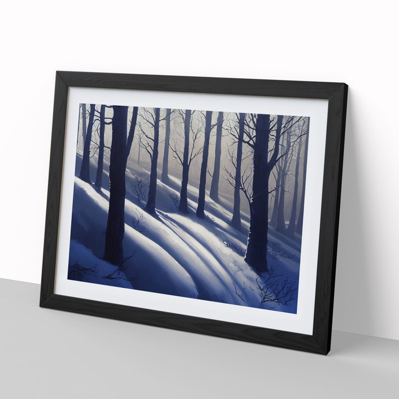 Snowy Winter Forest Vol.4 - Single Picture Frame Print, 46cm H x 64cm W x 2cm D, Black