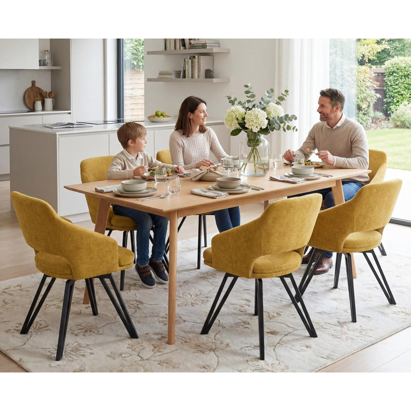 48.5cm H Upholstered Side Chair, 2, Chenille-Yellow
