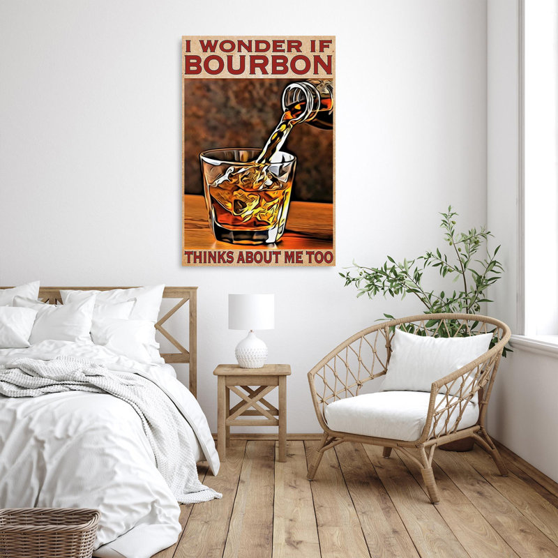 «I Wonder If Bourbon», reproduction d'art graphique sur toile tendue, H 36 po x l 24 po x P 1,25 po