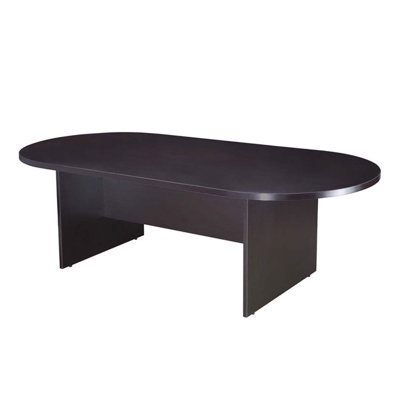 Mike 71 Inch Oval Conference Table With Panel Legs, Mahogany Red by Benjara