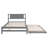 Gray Full Platform Bed with Height-Adjustable Trundle, Solid Pine Wood Frame-1946121908