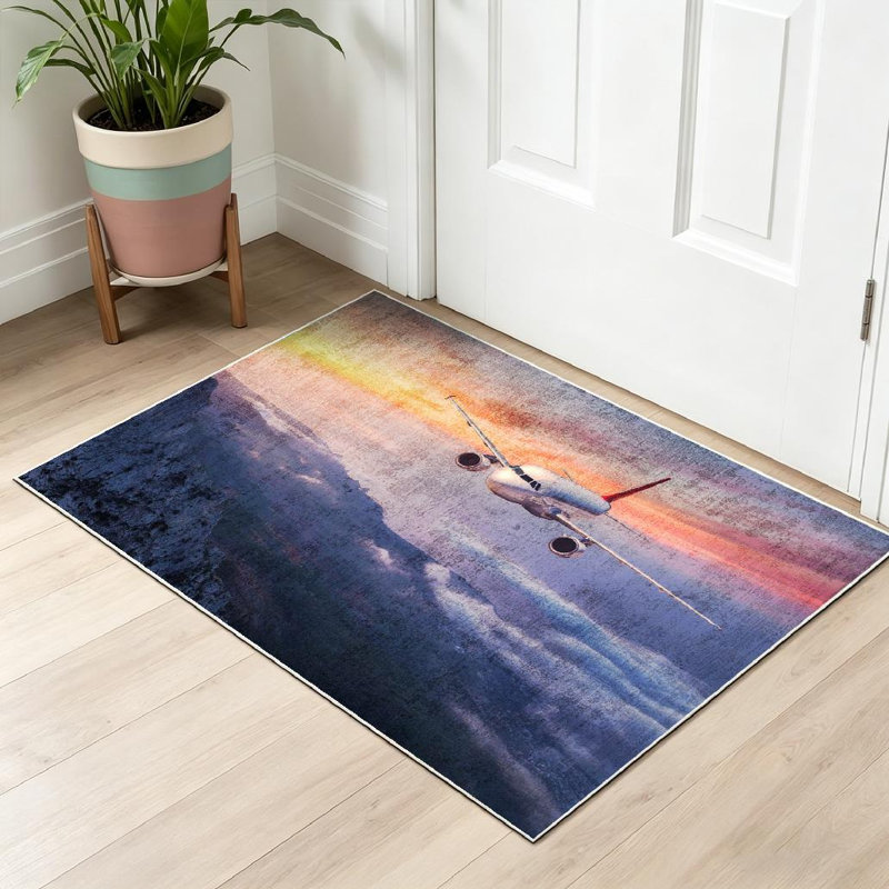 Tapis orange orange lavable à la machine lavant à la machine, Rectangle 32 po x 47 po