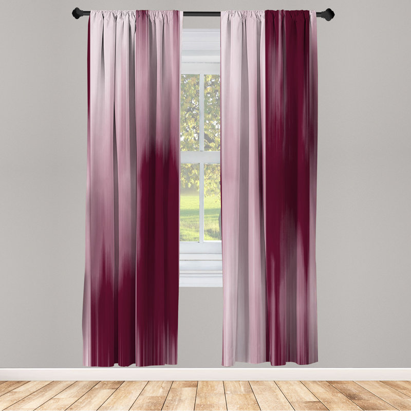 Microfiber Floral Semi-Sheer Rod Pocket Curtain Panels, 28" W x 95" L, Purple/Light Purple