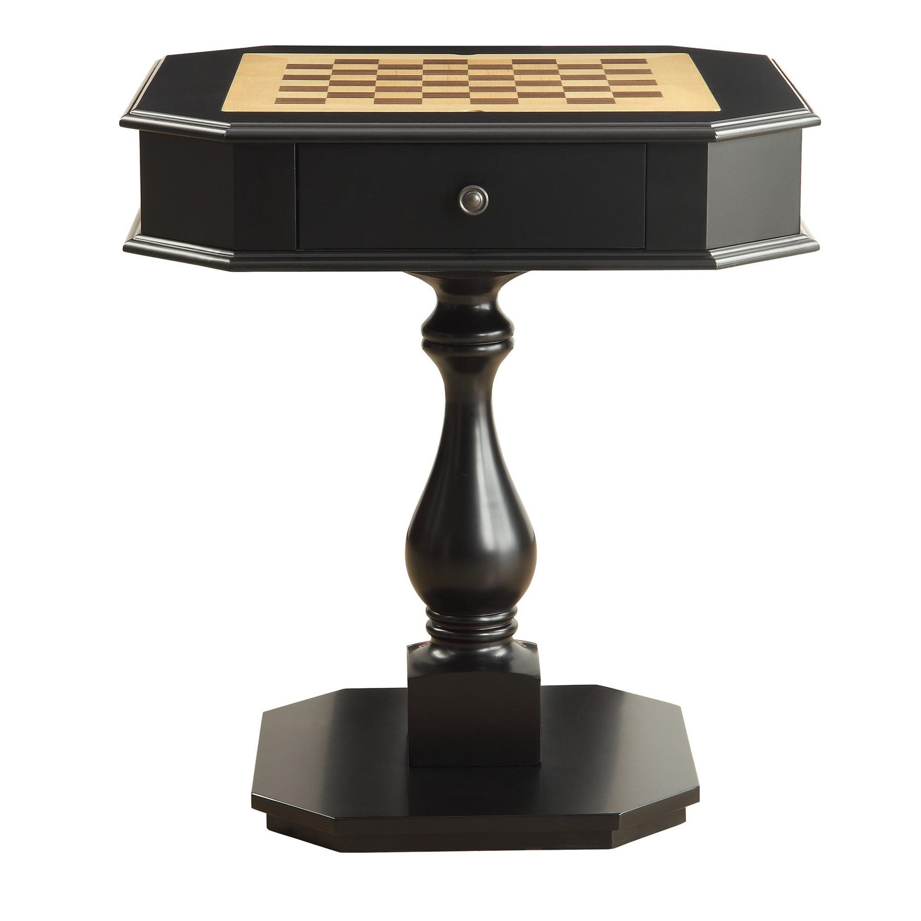 Canora Grey Black Finish Reversible Chess Checker Game Table w/Game ...