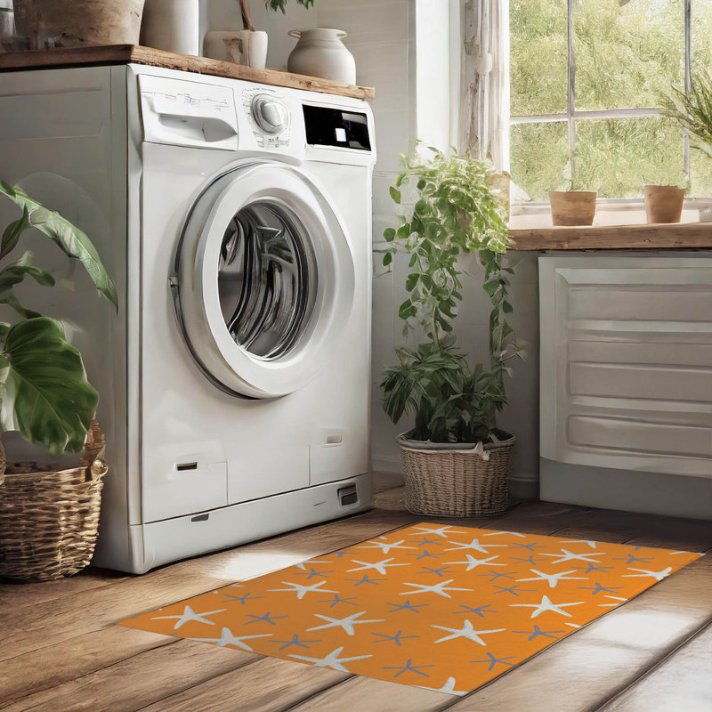 Tapis à linge antidérapant Starfish, L 61 po x H 6,5 po, Imprimé animal orange
