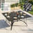 9-Piece Outdoor Patio Dining Set – Includes 8 Swivel Rocking Chairs and Square Metal Table with Umbrella Hole – Seats 8 for Backyard, Poolside, Balcony, and Garden Use, Brown-1297295756