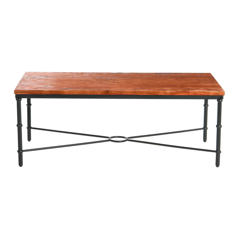 Saratoga Rustic Solid Wood and Metal Coffee Table, Warm Walnut
