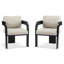 Ensemble de 2 chaises de salle à manger avec dossier coussiné, tissu beige, structure en bois massif noir-1261213712-1261213718