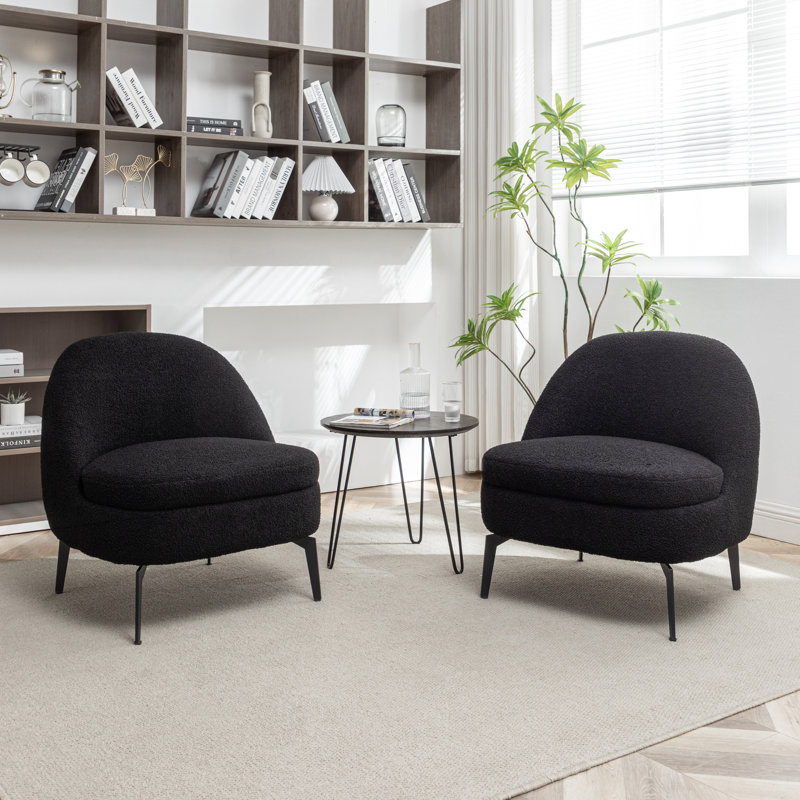 Fauteuil demi-tonneau rembourré Bula, Polyester noir
