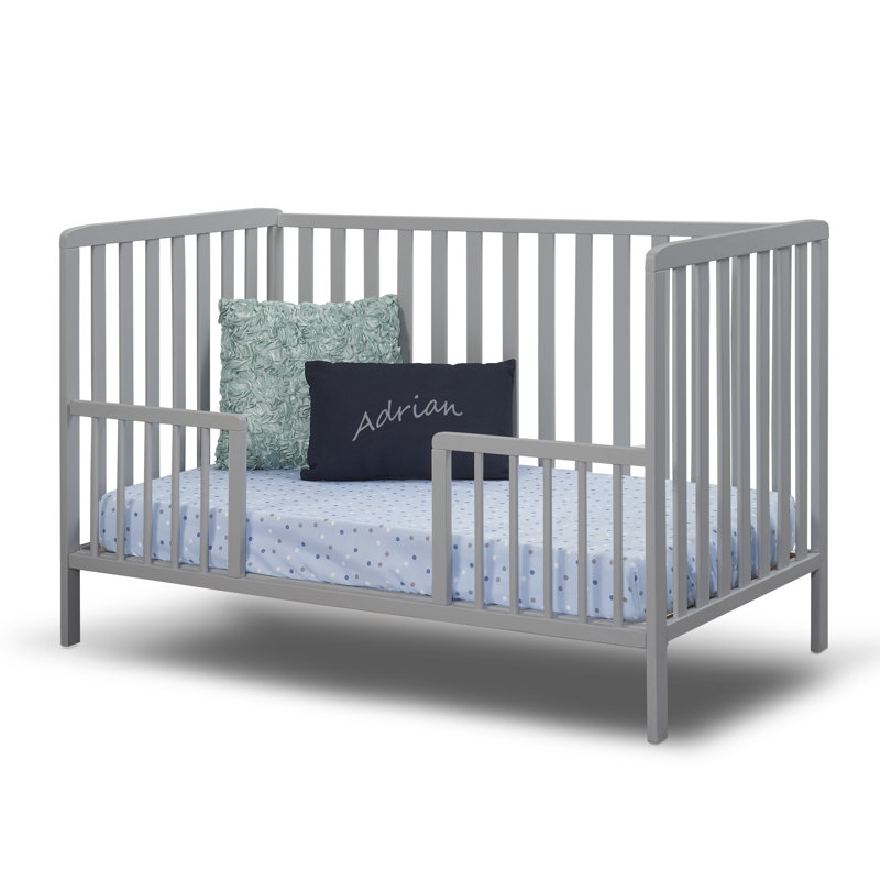 Adrian Gray 3-in-1 Convertible Crib with Beech Wood Slats