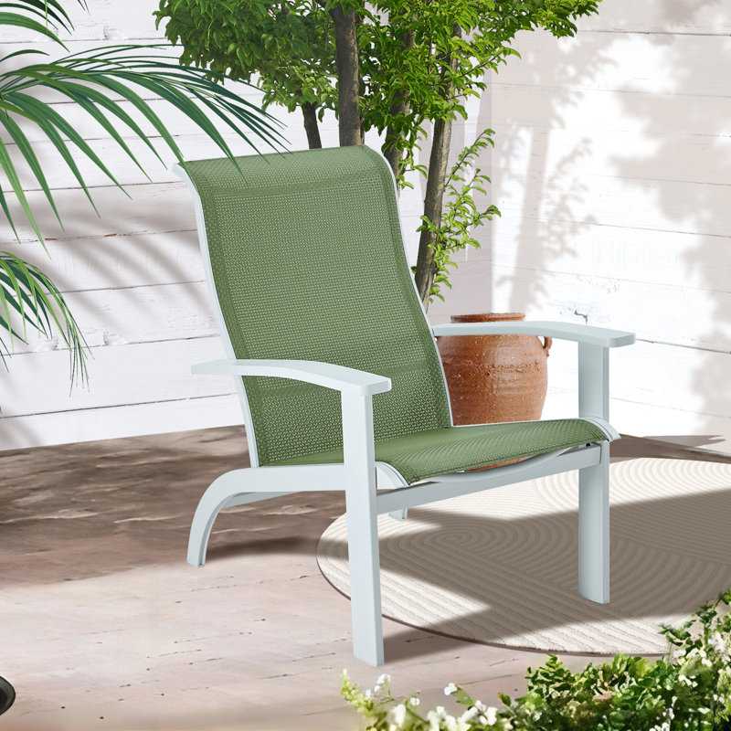 Eillet Outdoor Adirondack Chair, White, Green