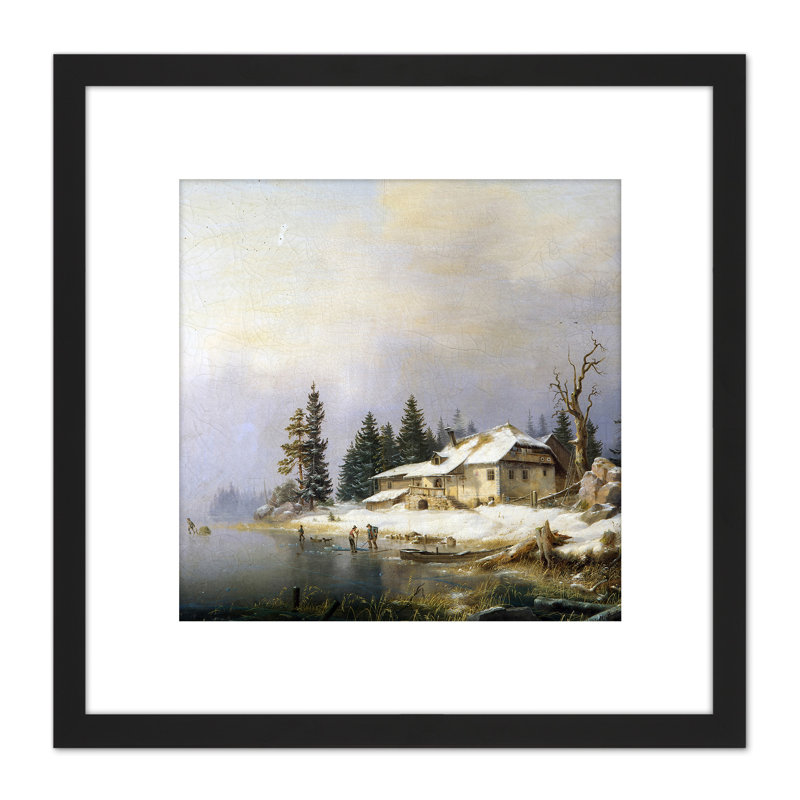 Farm on Wintry Lake 1 Piece Single Picture Frame Painting