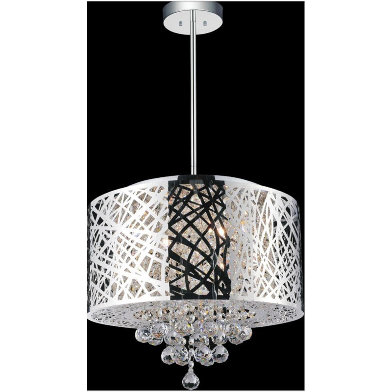 Lustre 16 lumières à abat-jour cylindrique 16 po avec finition chromée - Compatible G9 DEL - Idéal pour la salle à manger, le salon, le vestibule