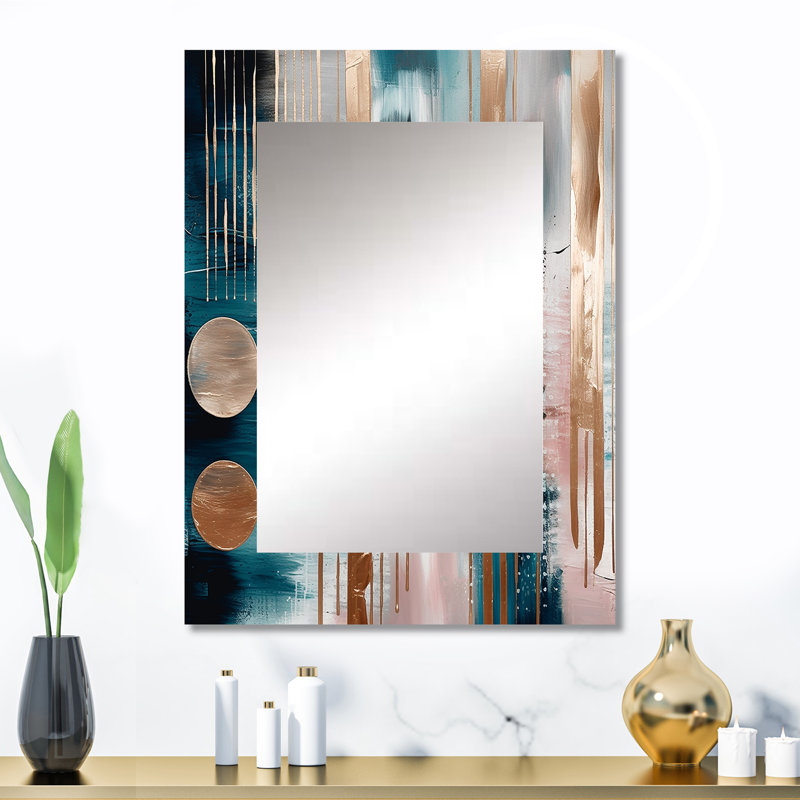 Soft Colors Shapes And Lines Marble IV - Marble Wall Mirror, Modern Decorative Mirror, Printed Metal Art, 32" x 24"