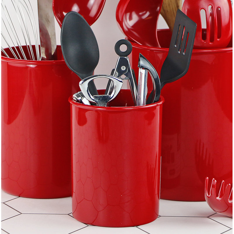 Pot à ustensiles en plastique, Rouge