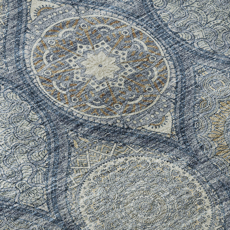 Tapis bleu marine de qualité supérieure lavable à la machine Prisco, Rectangle 9 pi x 12 pi