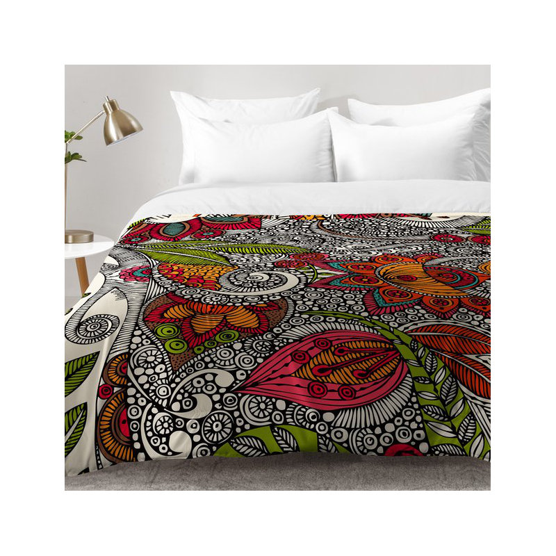 Ensemble d'édredon en microfibre gris / rouge Valentina Ramos, Édredon pour très grand lit + 2 très grandes ta