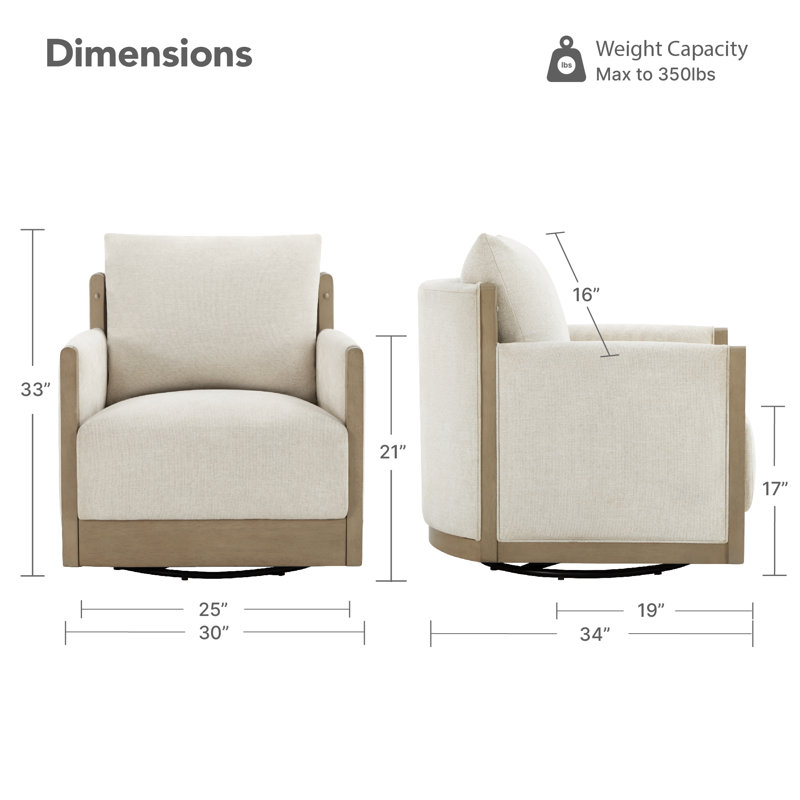 Zenda Upholstered Swivel Accent Chair, Gray, Khaki