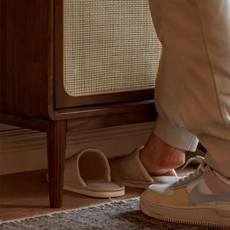 Rattan shoe cabinet, Dark Brown