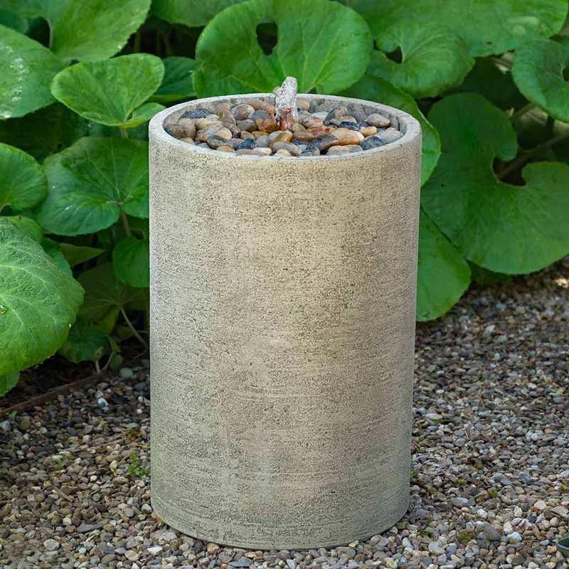 Evita Handcrafted Indoor Outdoor Concrete / Cement Weather Resistant Column Fountain, Nero Nuovo
