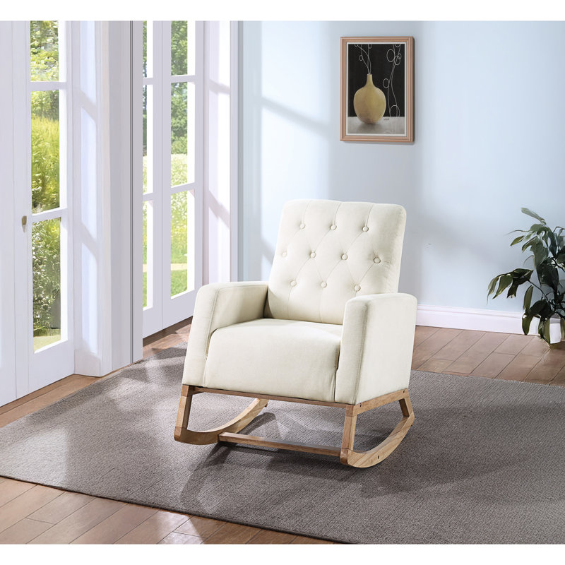Chaise berçante rectangulaire de couleur beige et crème
