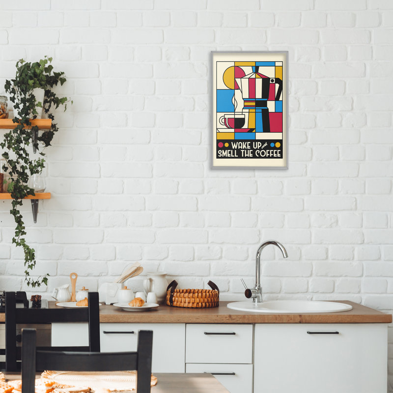 Estampe numérique rétro Wake Up & Smell Coffee, design par Tobe Fonseca, H 18 po x l 12 po, Estampe numérique Farmhouse