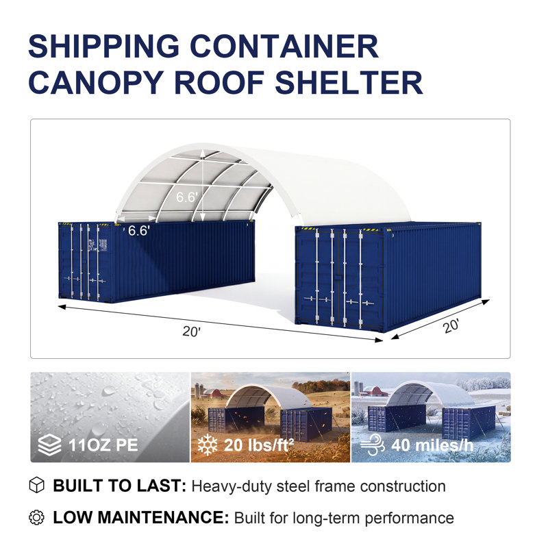 20'x20' Shipping Container Canopy Shelter 11oz PE