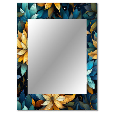 Dukeshire Natures Meditation - Floral Large Wall Mirror, Cottage Decorative Mirror, Printed Metal Art