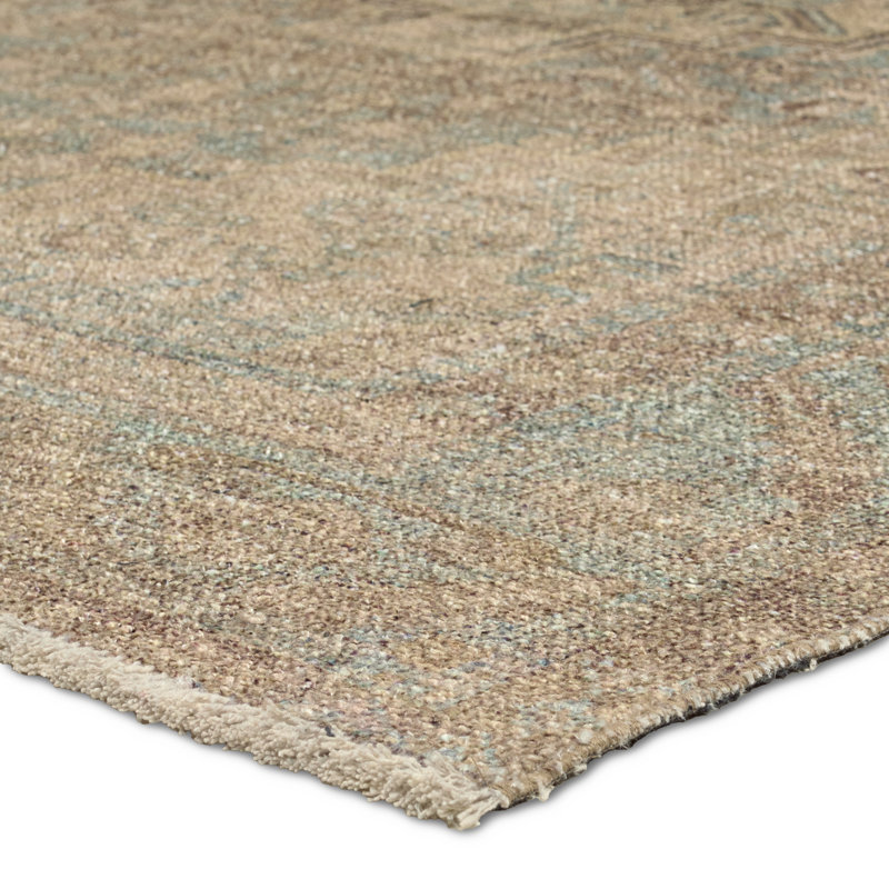 Vibe by Bungalow Rose Achel Medallion Machine Washable Green/Blue Area Rug, Rectangle 6' x 9'