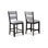 Ensemble de 2 pièces tabouret de bar à hauteur de comptoir noir de style campagnard avec siège et dossier rembourrés de couleur grise